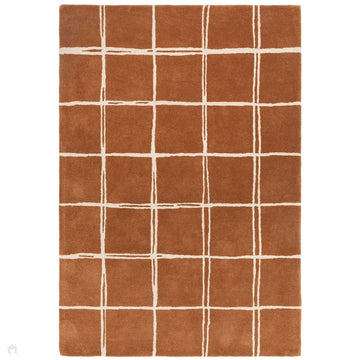 Albany Grid Modern Geometric Hand-Woven Wool Rust/Cream Rug-Asiatic Carpets-Rug Love - The Most Loved Rug Store